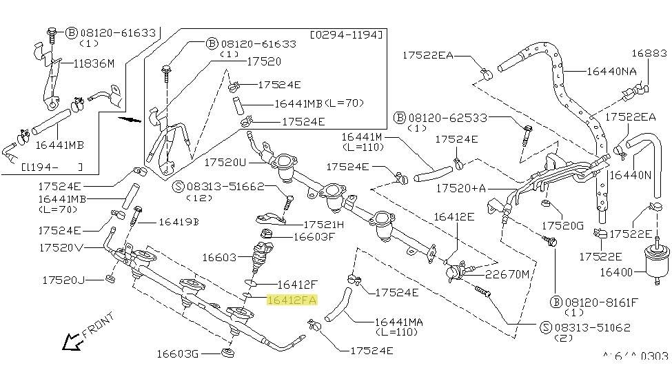 Nissan OEM Side Feed Fuel Injector Lower O-Ring 16618-10V05