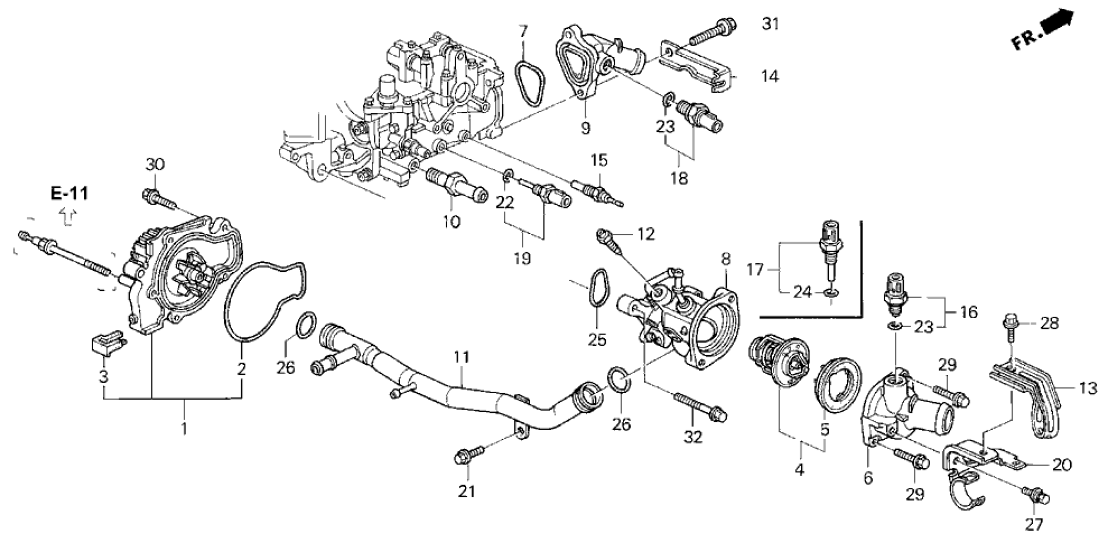 Honda H22/H23 Thermostat Case Gasket 19313-PT0-000