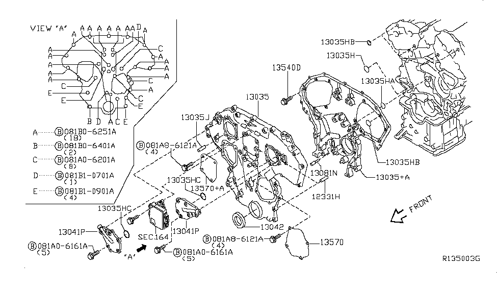 Nissan OEM Engine Block O-Ring Oil Seal (Front Cover to Oil Pump)