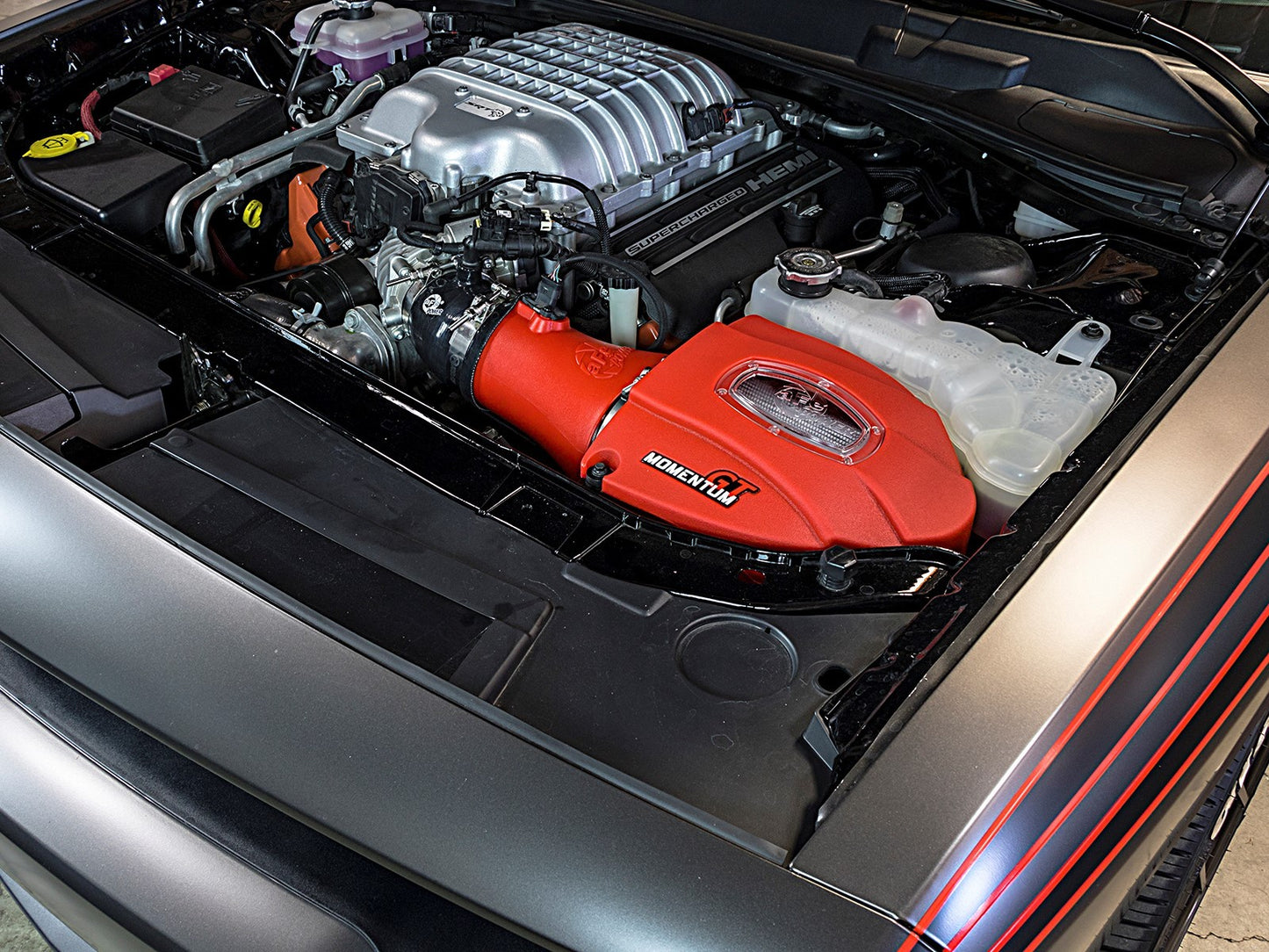 aFe Momentum GT Cold Air Intake System in Raising Hell Red 15-16 Dodge Charger/Challenger Hellcat
