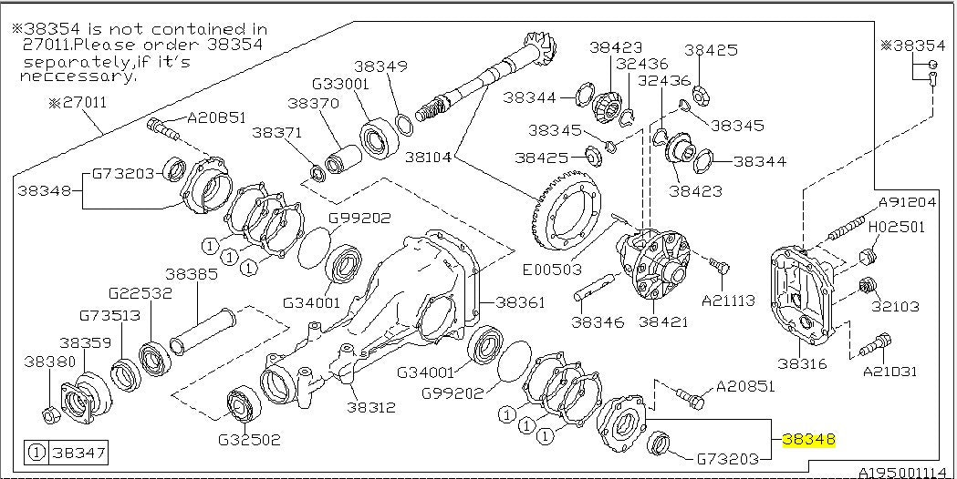 Subaru OEM R180 Rear Differential Bearing Retainer With Axle Seal