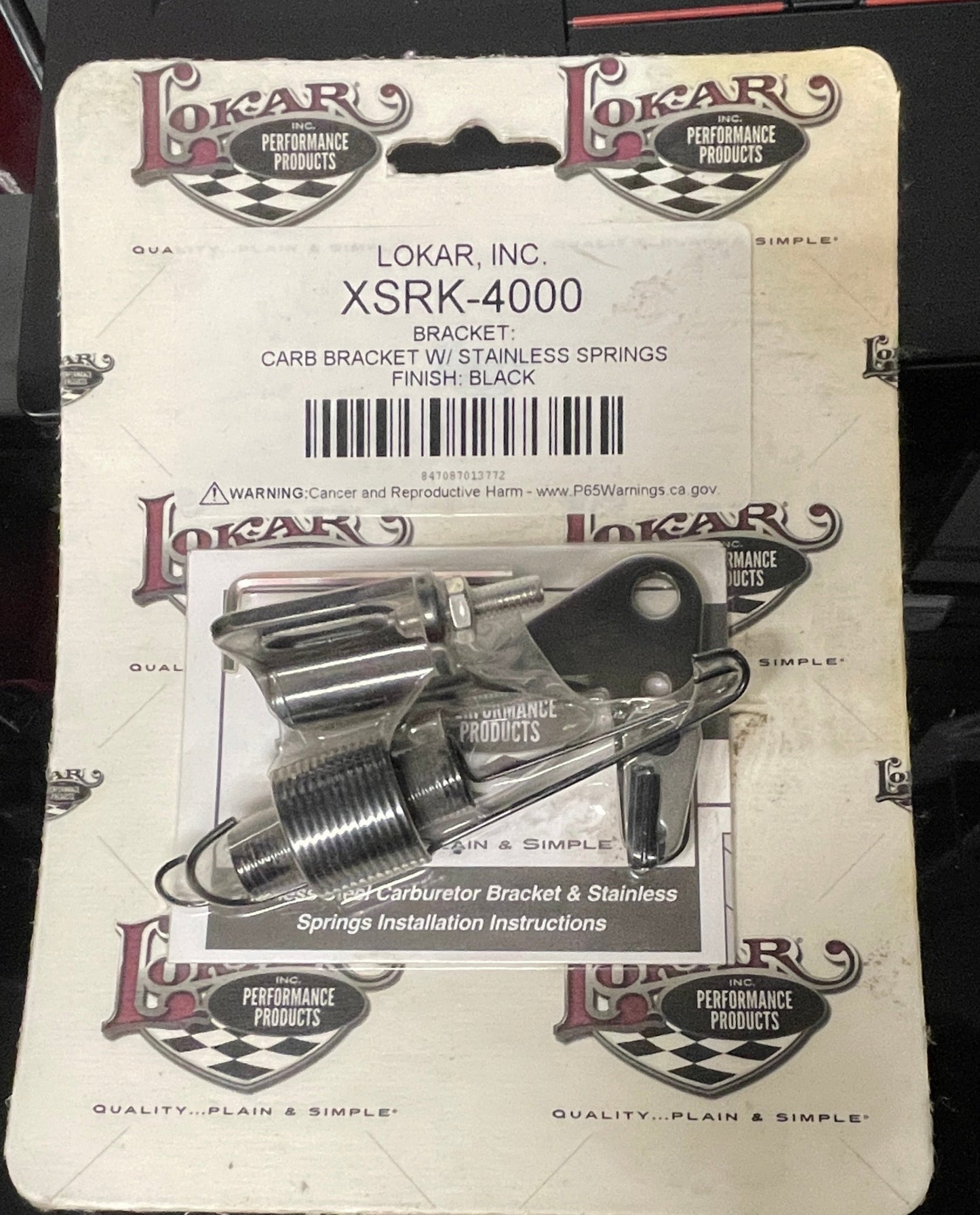 Lokar Stainless Steel Carburetor Bracket & Return Springs (Black)