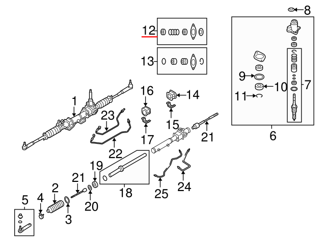 Subaru OEM Steering Rack Input Shaft Repair Kit