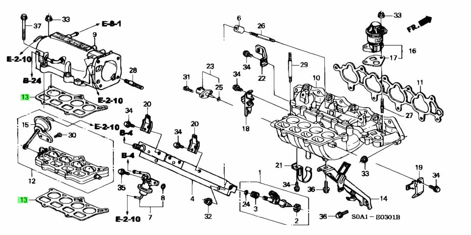 Honda H22 Intake Plenum Gasket 17121-PT2-004