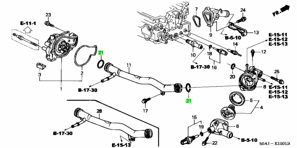 Honda Water Pipe Crossover Tube O-ring H22 91314-PR7-A00
