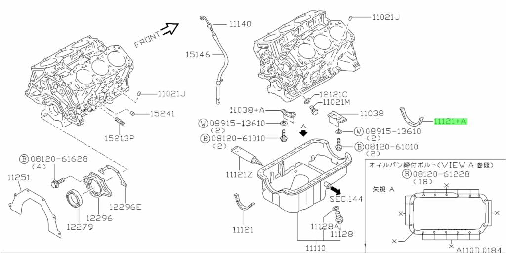Nissan OEM Oil Pan Seal Rear 300ZX (Z32) 11121-14Y10