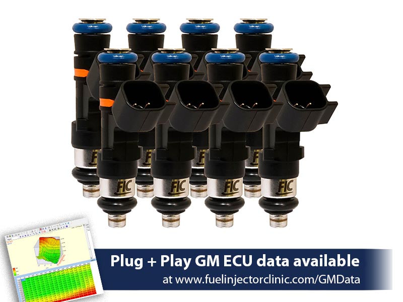 445cc (50 lbs/hr at OE 58 PSI fuel pressure) FIC Fuel Injector Clinic Injector Set for 4.8/5.3/6.0 Truck Motors ('99-'06) (High-Z)