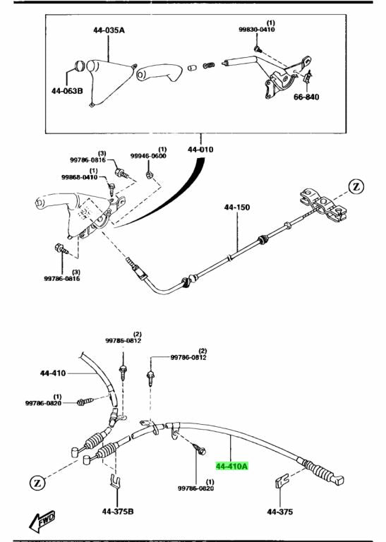 Mazda RX-7 (FD3S) Left Rear Parking Brake Cable