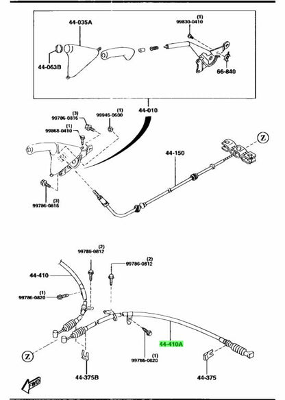 Mazda RX-7 (FD3S) Left Rear Parking Brake Cable