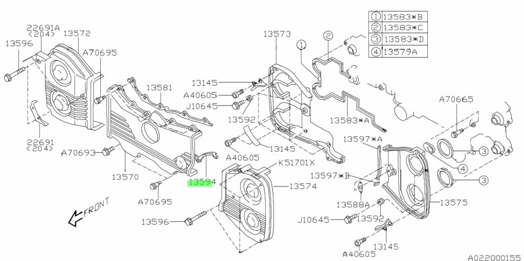 Subaru Outer Timing Cover Gasket Lower EJ205/207/255/257