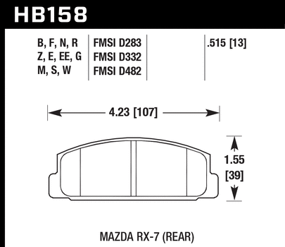 Hawk Performance HPS Performance Ceramic Brake Pad Rear HB158F.515