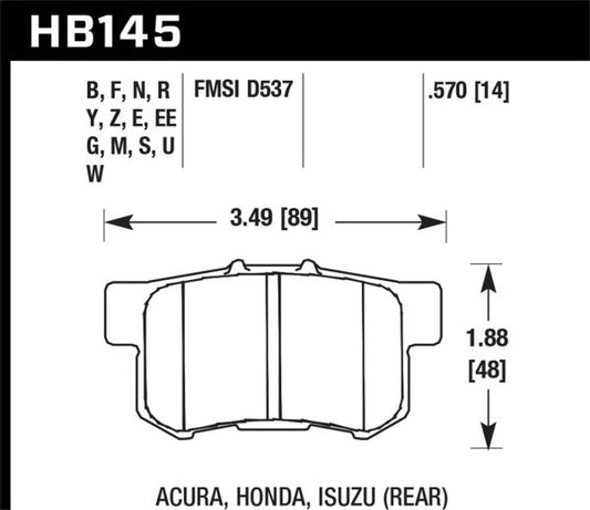 Hawk Performance HPS Performance Ceramic Brake Pad Rear HB145F.570